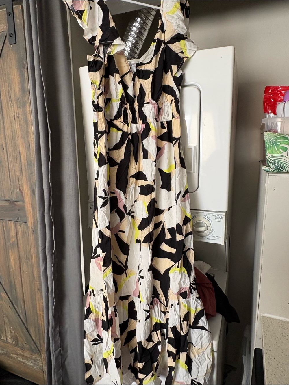 Nine West Black, Cream, Pink & Yellow Floral Maxi Dress